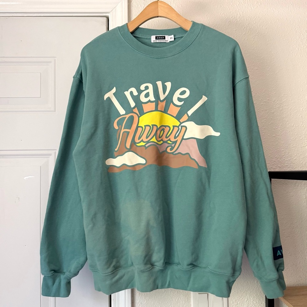 THE MAYFAIR GROUP green graphic crew‎ neck cotton oversized pullover sweater